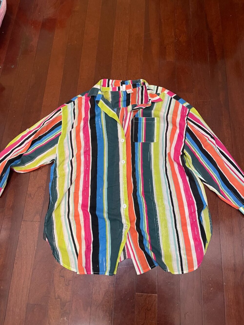 Anne Cole Multi Stripe Boyfriend Swimsuit Cover-Up XL - Picture 4 of 9